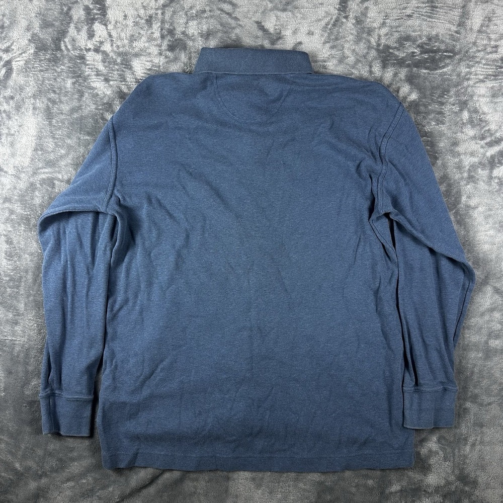 St John's Bay Sueded Polo Shirt Men's Medium Blue Long Sleeve Casual Soft Suede - Picture 10 of 15